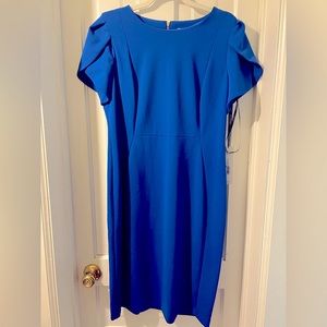 NWT Calvin Klein blue tulip-sleeved shift dress